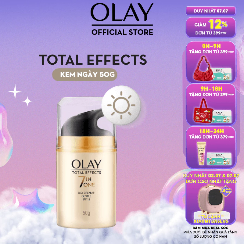 Kem Dưỡng Ẩm Ban Ngày Phục Hồi & Làm Chậm 7 Dấu Hiệu Lão Hóa SPF 15 OLAY TOTAL EFFECTS 50G