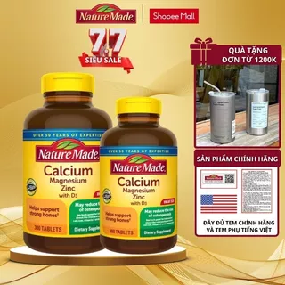 Combo 2 hộp canxi hữu cơ Nature Made Calcium Magnesium Zinc With Vitamin D3 300 viên bổ sung canxi, sức khỏe cho mẹ bầu