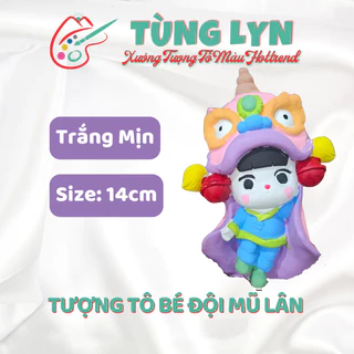 Tượng Tô Màu Tượng Thạch Cao Bé Đội Mũ Lân 14cm [CHƯA KÈM MÀU]