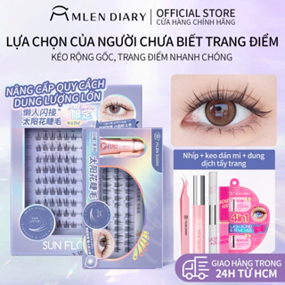 Mlen Diary Lông Mi Giả Tách Sợi Tự Nhiên  Mi cụm hoa hướng dương bản Trung Sách Mi Giả Bộ lông dành cho người mới bắtđầu