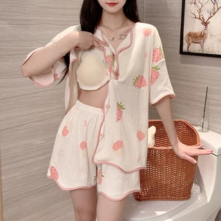 Bộ mặc nhà cotton Tay Ngắn Cao Cấp Có Đệm Ngực Dành Cho Nữ mẫu mới, bộ đồ mặc nhà siêu thoáng mát RanFashion