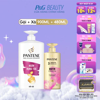 Combo Ngăn Rụng Tóc Pantene: Dầu gội 900ml + Kem xả 3MM 480ml