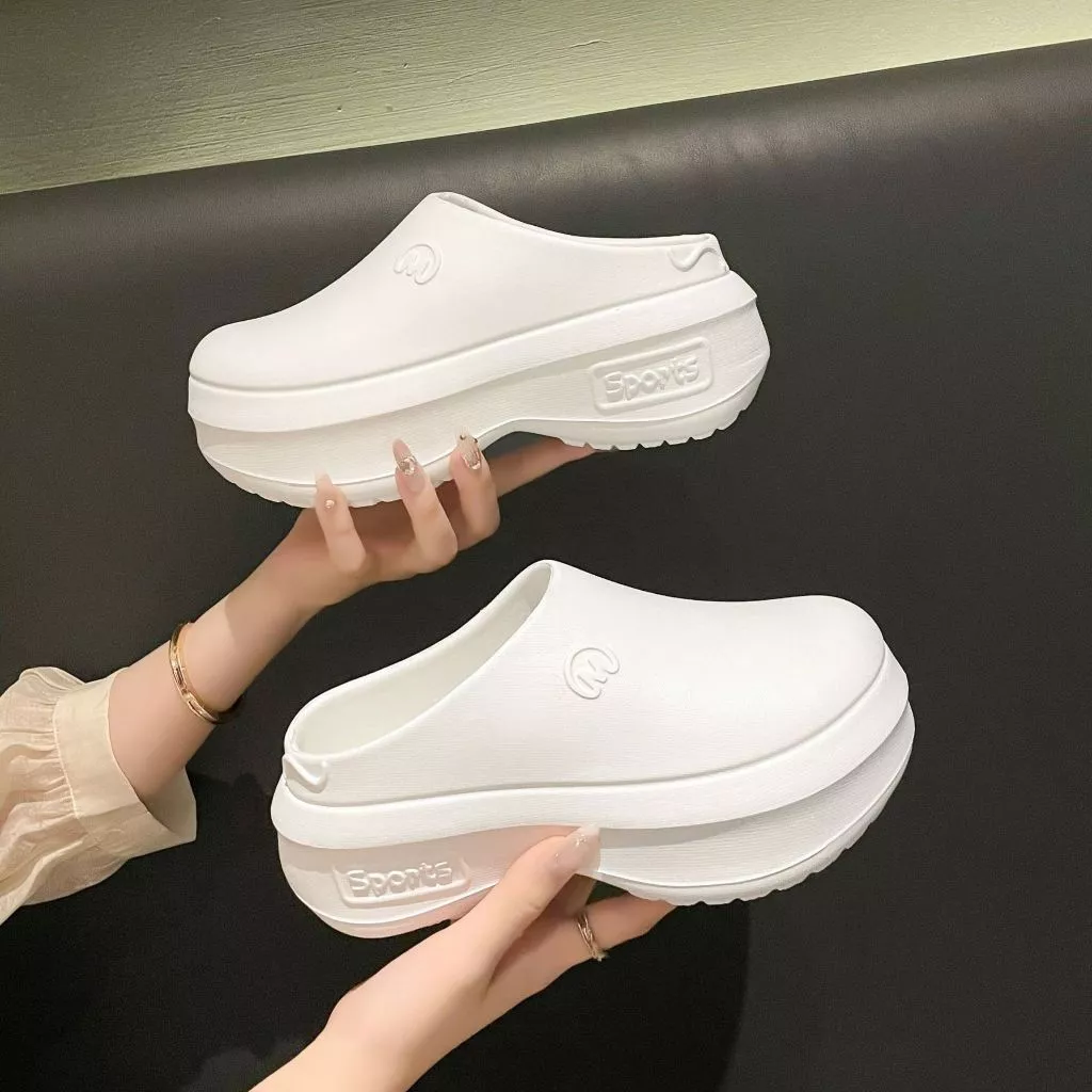 Dép Sục Đế Tôn Dáng Sports Nữ, Đế Đúc Dáng Đẹp, Dép Bánh Mỳ Tăng Chiều cao size 36-41