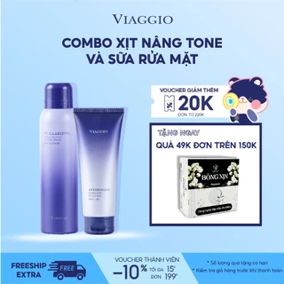 Combo Sữa rửa mặt VIAGGIO Và Xịt Nâng Tone Chống Tia UVA UVB SPF50 PA++++ VIAGGIO 150ml