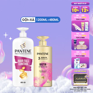 Combo Dầu Gội PANTENE Ngăn Rụng Tóc 1200ML Và Dầu Xả PANTENE Ngăn Rụng Tóc 480ML