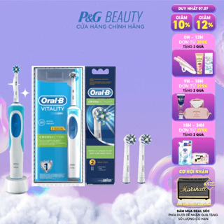 Combo Bàn Chải Điện Và Đầu Bàn Chải ORAL-B Vitality CrossAction (2 Cái)