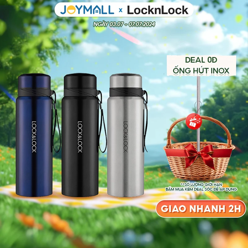 Bình giữ nhiệt Lock&Lock 800ml LHC6180 - Hàng chính hãng, có khay lưới lọc trà, dây - JoyMall