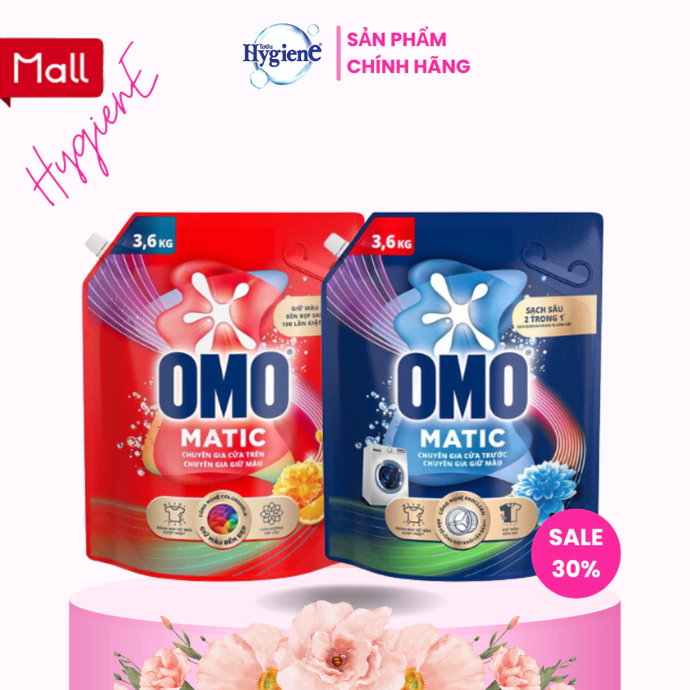 Nước Giặt OMO Matic Túi 3.6Kg/3.9Kg Chính Hãng - Giặt Máy Hiệu Quả