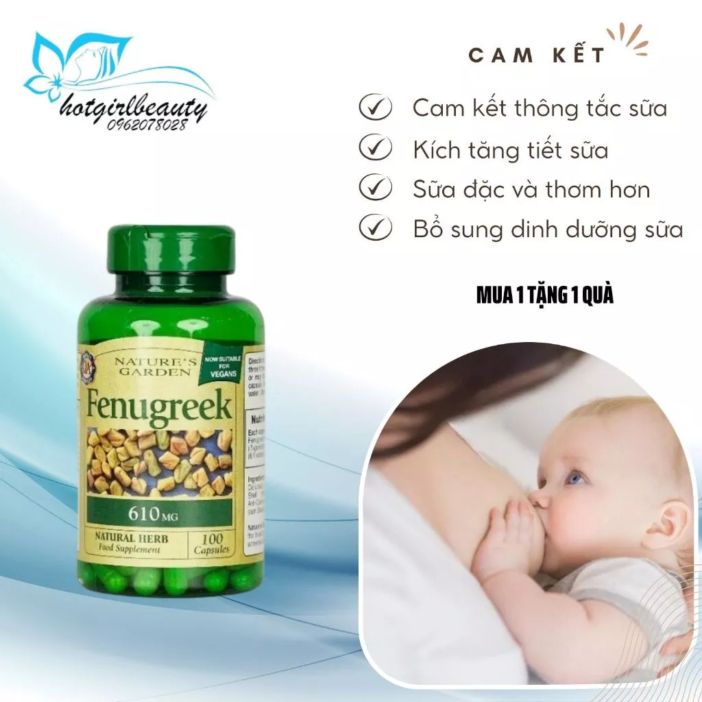 Thực phẩm lợi sữa Fenugreek thông tắc tăng tiết sữa tăng cường đề kháng cho phụ nữ sau sinh  [Tặng máy massage mặt]