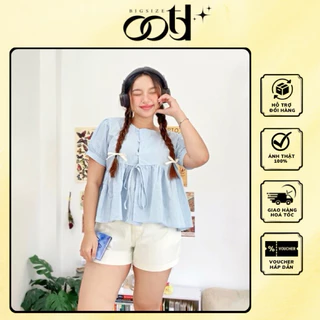 OOTD BIGSIZE Áo babydoll cúc hoa nơ đắp