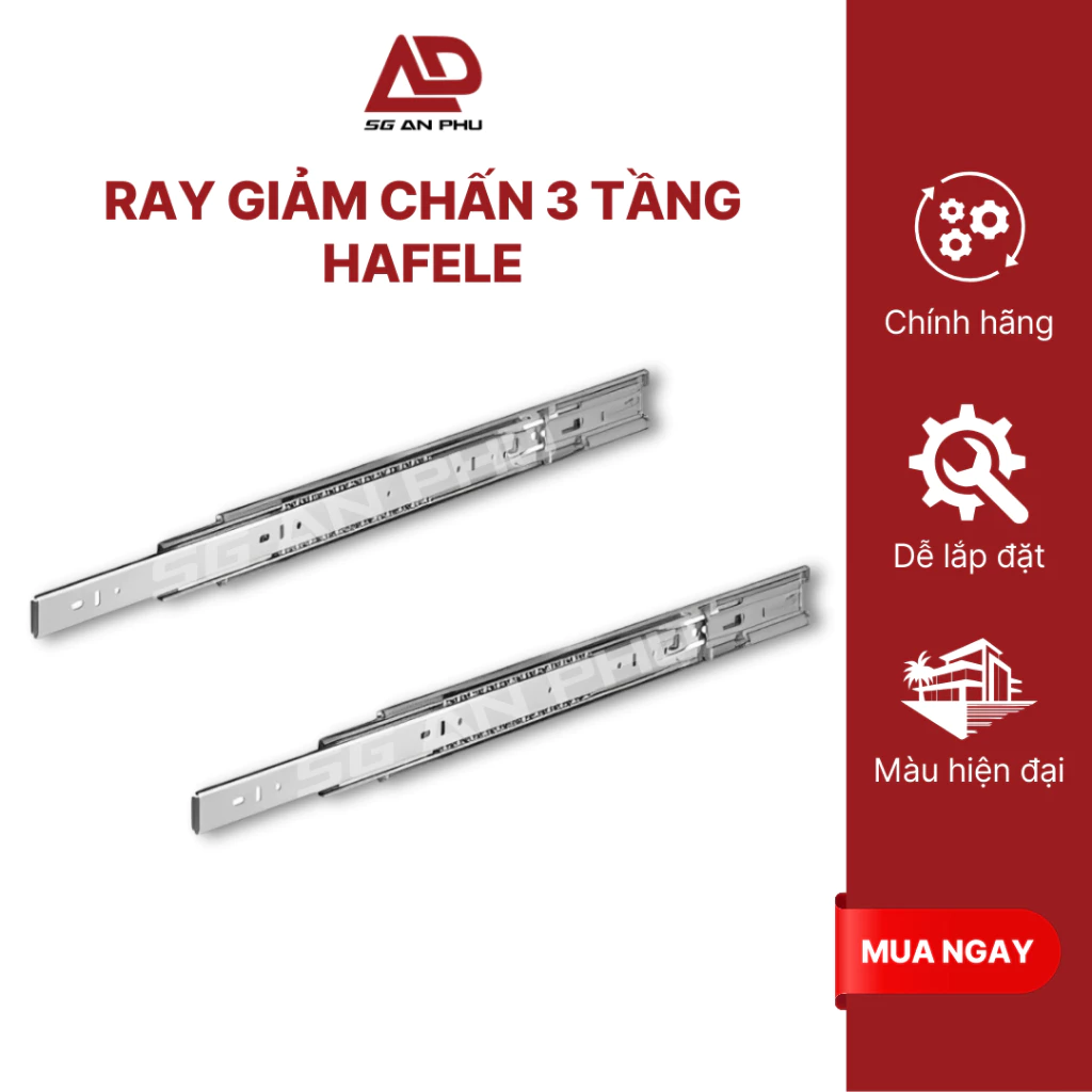 Ray bi 3 tầng giảm chấn 300mm, 350mm, 400mm, 450mm, 500mm HAFELE 494.02 | NPP SG An Phú