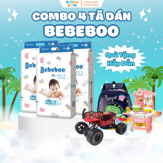 [Combo 4 Bịch + Quà]  Tã Bỉm Dán Bebeboo Nhật Bản Thấm Hút Nhanh, Khô Thoáng, Chống Tràn