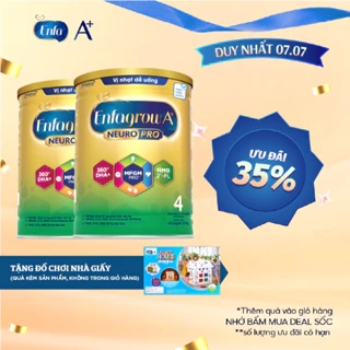 [Tặng đồ chơi lắp ghép nhà giấy] Bộ 2 lon Sữa bột Enfagrow A+ Neuropro 4 - FL HMO Vị Nhạt Dễ Uống- 1.7kg