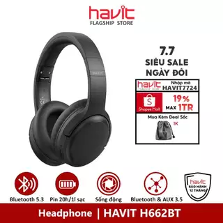 Tai nghe Bluetooth Headphone Havit H662BT Pin 20 tiếng | Kiểu Dáng Basic | BT 5.3