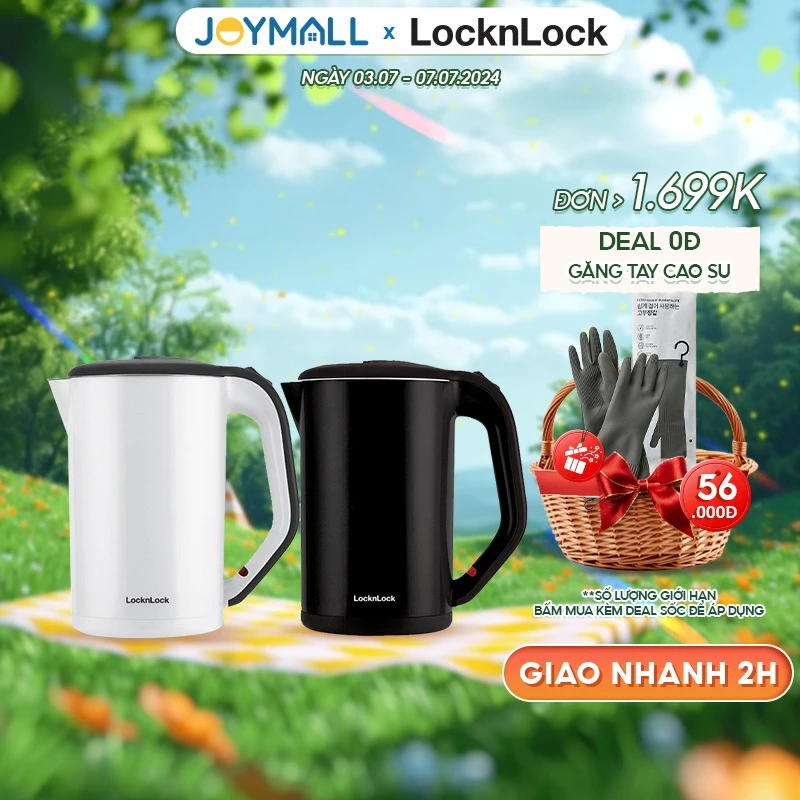 Ấm đun siêu tốc LocknLock EJK738 EJK341 1.7L - Hàng chính hãng, tự ngắt khi sôi - JoyMall