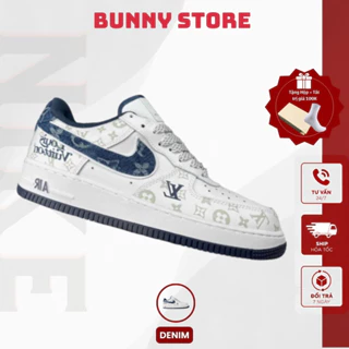 Giày_AF1 Lv Bò Denim,Giày_AF1 White Blue Nam Nữ Thời Trang Êm Chân Thông Thoáng Full Tag Bill Box