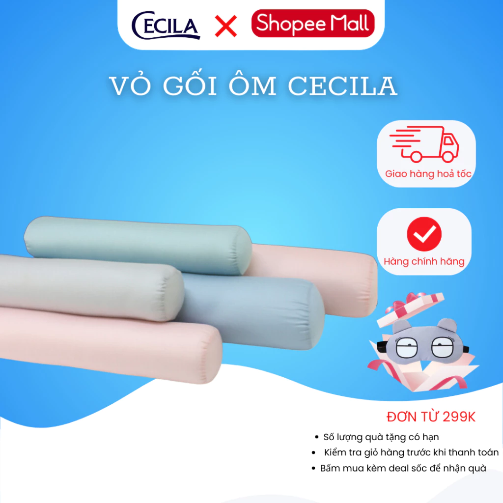 Vỏ gối ôm khóa kéo Cecila chất liệu cotton tici màu trơn Hàn Quốc 100x35cm