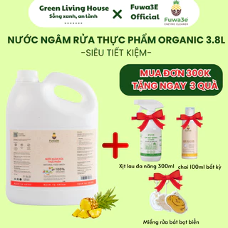 Nước Ngâm Rau Củ Quả Fuwa3e Organi Chiết Xuất  Enzyme Từ Dứa Loại Bỏ Hóa Chất Diệt Khuẩn Khử Mùi Tanh Thực Phẩm Can 3.8L