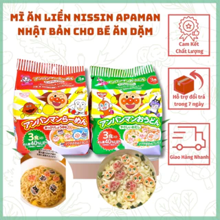 Dae 9/2024 Mì chú hề Apaman Nissin Nhật Bản 90g cho bé ăn dặm từ 12 tháng - màu xanh vị hải sản, màu đỏ vị thịtt