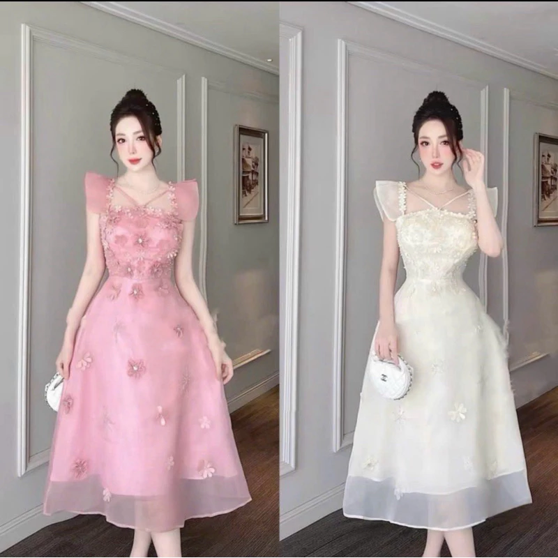 [Hàng Có Sẵn] V79 Đầm Tiệc Taffa Thiết Kế Sang Trọng Đính Hoa Đá Thủ Công Doll Diva