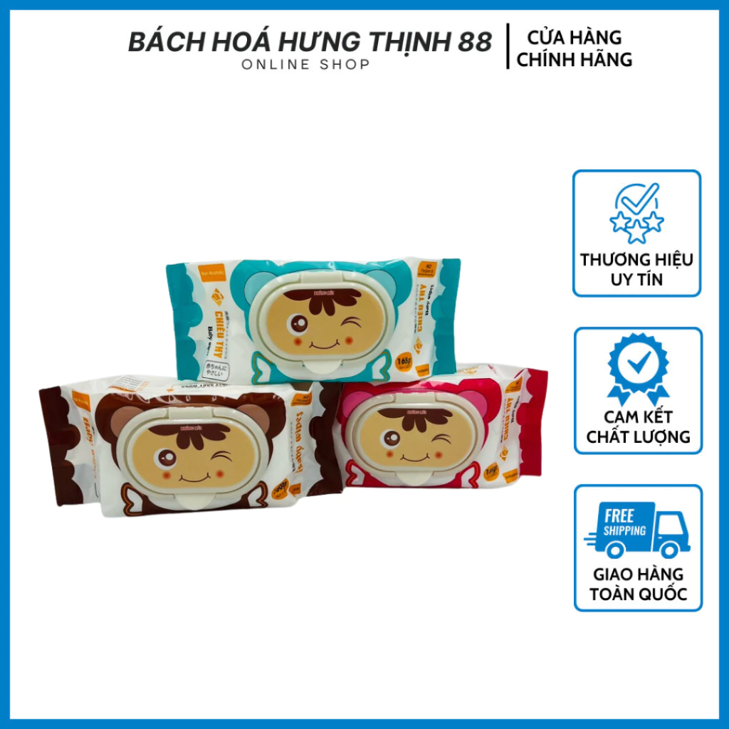 Combo 10 Gói Khăn Ướt Gấu 600gram Gói To, Không Mùi, Khổ To18x25cm,Vải Bi Dày Dặn – Chất Lượng