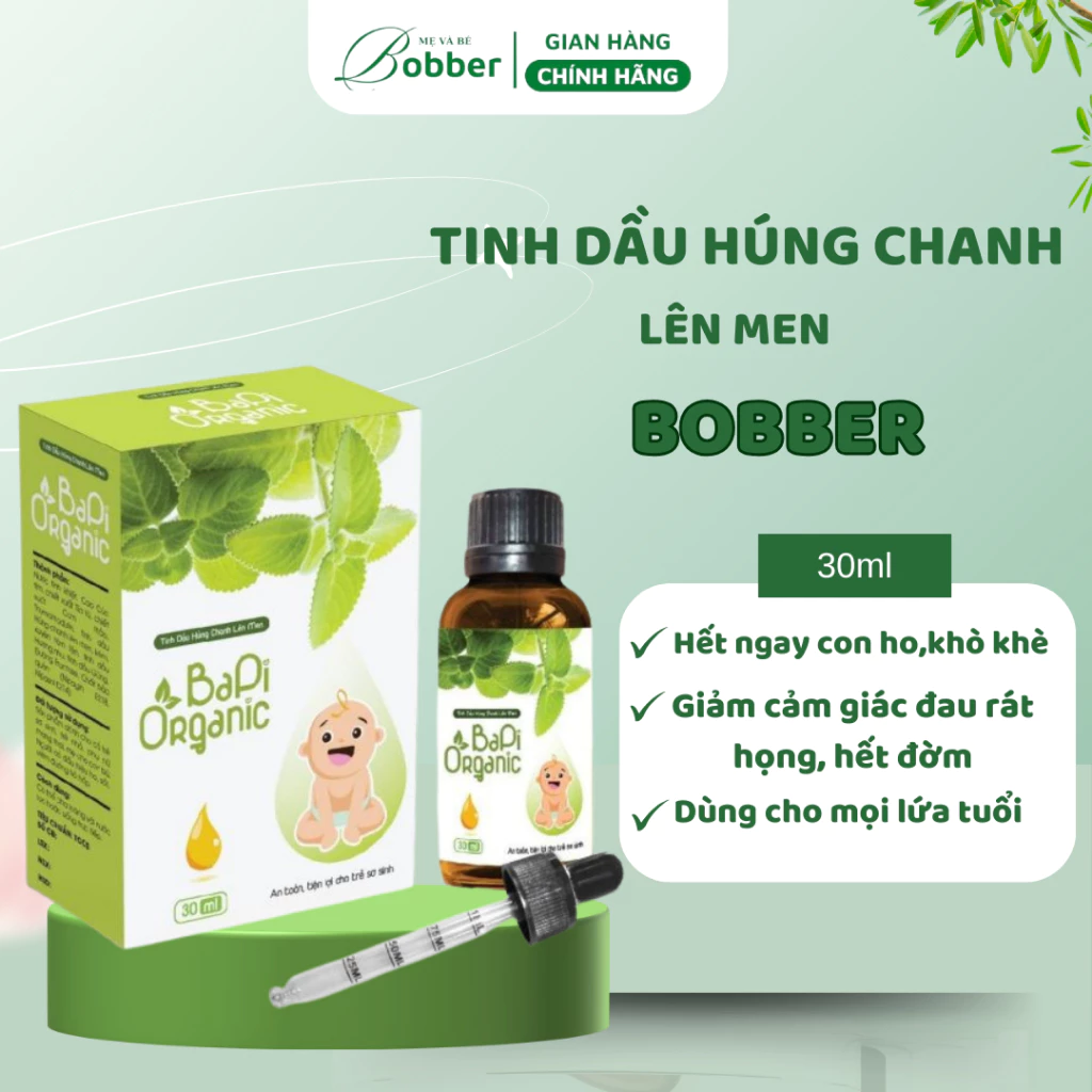 Tinh Dầu Húng Chanh Bobber Hỗ Trợ Giảm Ho, Khò Khè, Đờm, Tăng Đề Kháng Cho Bé, Dầu Húng Chanh 30ml