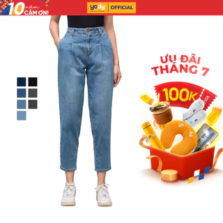 Quần jean nữ YODY dáng baggy cạp cao nhiều màu co giãn mềm mại QJN3076