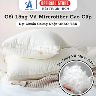 Gối Lông Vũ Mircrofiber Cao Cấp Ánh Sao Hỗ Trợ Ngủ Ngon Kháng Khuẩn Cotton OEKO-TEK An Toàn Êm Ái