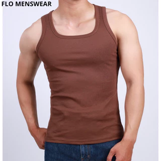 Áo ba lỗ nam FLO MENSWEAR nặng động thấm hút mồ hôi cổ vuông mới chất gân tăm lạnh mát