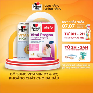 Bộ đôi dưỡng thai bổ sung Vitamin, tăng cường hấp thụ Canxi cho mẹ bầu Doppelherz Vital Pregna + K2 D3 (02 hộp 30 viên)