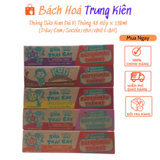 Thùng Sữa Kun Đủ Vị Thùng 48 Hộp x 110ml (Dâu/Cam/Socola/nho/nhiệt đới)