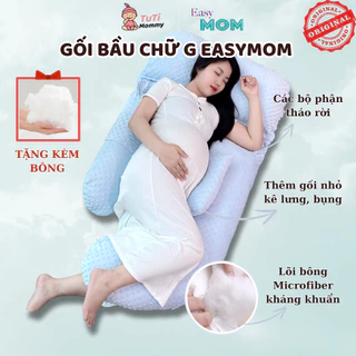 Gối Chữ G Cho Bà Bầu Chính Hãng EASYMOM, Gối Bầu Vải Nhung Hạt Nổi Mềm Mịn Cao Cấp Tặng Kèm Thêm Bông