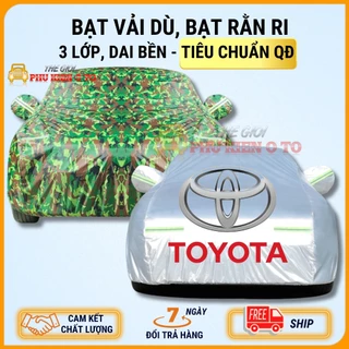 Bạt Phủ Ô Tô Vải Dù, Bạt Rằn Ri Toyota Vios, Altis, Camry, Fortuner, Innova, Yaris, Rush, Hilux, Wigo, Cruiser, Cross