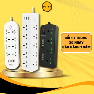 Ổ Cắm Điện Đa Năng DCTEK Chịu Tải 3000W, An Toàn Chống Giật, Nhựa PC Cao Cấp Chống Cháy, Dây Dài