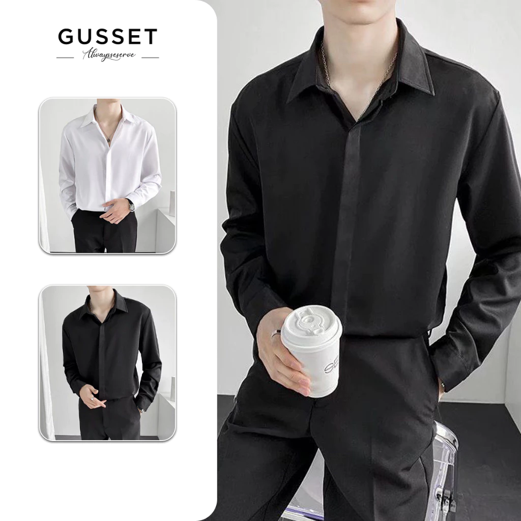 Áo sơ mi, áo sơ mi nam dấu cúc, chất liệu lụa mềm mịn mát, form áo trẻ đẹp tôn dáng Gusset