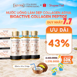 Combo 3 Hộp Nước Uống Làm Đẹp Collagen ADIVA Tem Trắng (14 Chai/Hộp) - Giúp Làn Da Săn Chắc, Ảm Mịn Và Căn