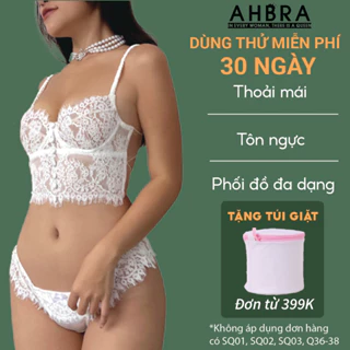 Áo Bra Corset Cúp Ngực Ren Có Gọng Không Mút Dáng Crotop AHBRA C07 Quần Lót Lọt Khe Sexy Tôn Mông  30 Ngày Đổi Trả