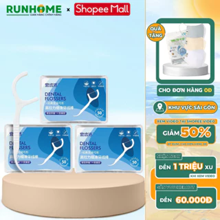 Hộp 50 Tăm Chỉ Nha Khoa RUNHOME Vệ Sinh Kẽ Răng Chân Nướu Chuyên Dụng