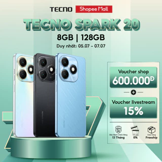 Điện thoại Tecno SPARK 20 (8+8)GB/128GB - Helio G85 | 5000 mAh | Sạc nhanh 18W