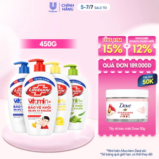 Nước Rửa Tay Lifebuoy Bảo Vệ Khỏi 99.9% Vi Khuẩn Gây Bệnh Với Ion Bạc+ Hỗ Trợ Cùng Đề Kháng Da Tự Nhiên 450G