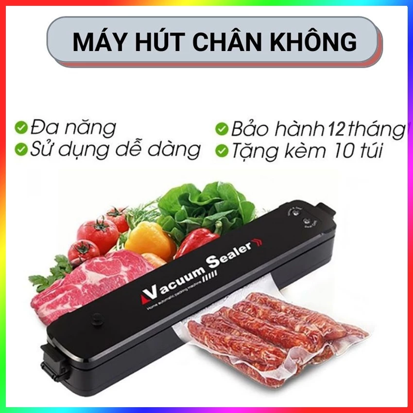(Tặng Kèm 10 Túi) Máy Hút Chân Không Thực Phẩm Tự Động Cao Cấp Hàn Miệng Túi Gia Đình Tiện Ích