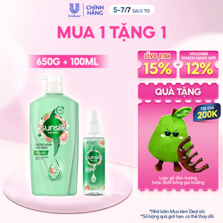 Combo Dầu gội và Xịt dưỡng tóc tinh chất bưởi Sunsilk Natural Dưỡng ngăn Gãy rụng 650g, 100ml