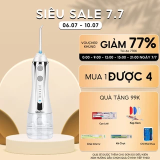 Tăm nước cầm tay h2ofloss hf2 2024 phân phối độc quyền tặng kèm 7 đầu tăm đa chức năng và củ sạc nguồn thấp