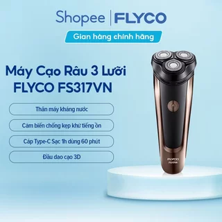 Máy Cạo Râu Flyco 3 Lưỡi Kép Thân Máy Kháng Nước Sạc Nhanh 1 Giờ FS317VN Hàng Chính Hãng