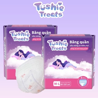 Tushie Treats Băng vệ sinh dạng quần túi 20 cái M-L (40-70kg) - Dùng 1 lần, mềm mại, thấm hút, thoải mái và tiện lợi