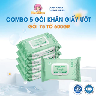 Khăn ướt cao cấp Eco - Soft Hannah - Seyo gói 600gr - 75 tờ An toàn cho bé, dùng được cho mọi làn da