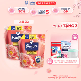 Combo 2 Nước xả làm mềm vải & giảm nhăn Comfort Đậm Đặc Hương Hoa Thiên Nhiên Thanh Xuân 3.6L