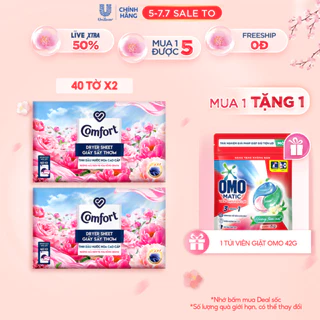 Combo 2 Hộp Giấy Thơm Comfort Hương Mẫu Đơn Và Hoa Hồng Ohara 40 tờ/hộp, Dành Cho Máy Sấy Quần Áo, Tủ Quần Áo