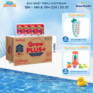 Thùng Sữa Bột Pha Sẵn Nutifood GrowPLUS+ ít đường Suy Dinh Dưỡng - Trên 1 Tuổi - Tăng Cân, Tăng Chiều Cao (48 Hộp x 110m