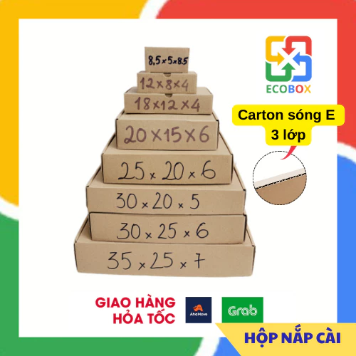 ECOBOX - COMBO 10 Hộp carton NẮP GÀI - Nhiều Size - Giá Sản Xuất